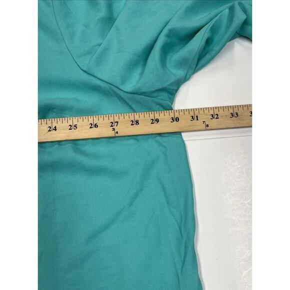 Catherines Button Up Tunic Top Women Size 3X Green SharkBite Hem Flowy - Picture 9 of 11